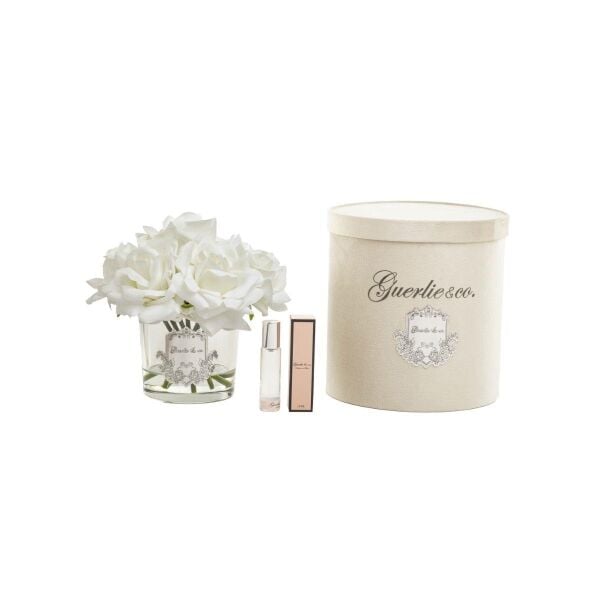 Guerlie&Co 7 Güllü Beyaz Şeffaf Cam Gümüş Logo