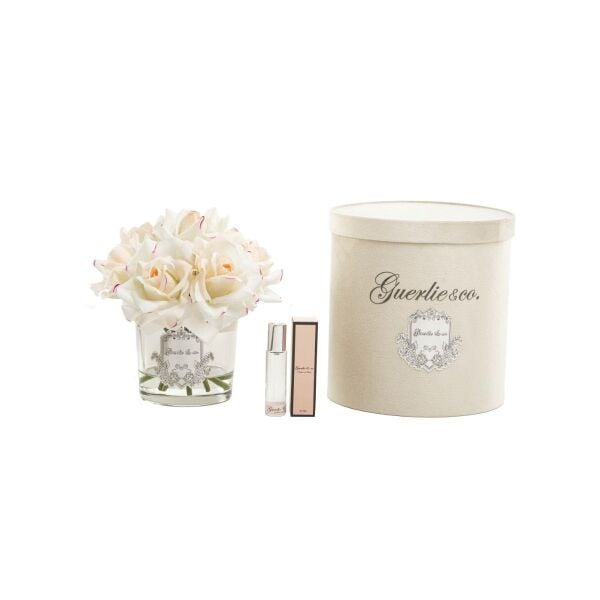 Guerlie&Co 7 Güllü Krem Pembe Geçişli Şeffaf Cam Gümüş Logo