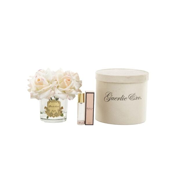 Guerlie&Co  4 Güllü Krem Pembe Geçişli Şeffaf Cam Gold Logo