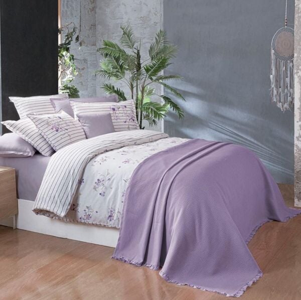 Sarev Eva Delon Pike Nevresim Seti Lila Çift Kişilik