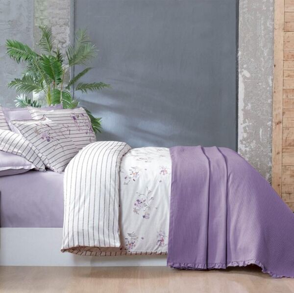 Sarev Eva Delon Pike Nevresim Seti Lila Çift Kişilik