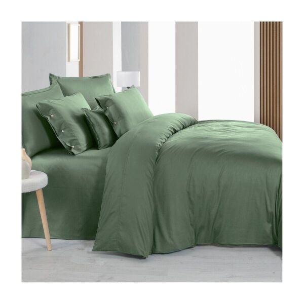 Sarev Monoch Rome Saten Düz Çarsaf Forest Green