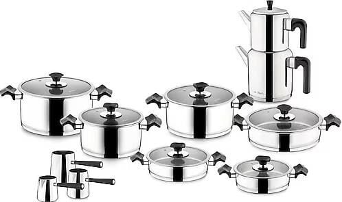 Aryıldız Flamingo Simli Siyah Cam İdeal Set