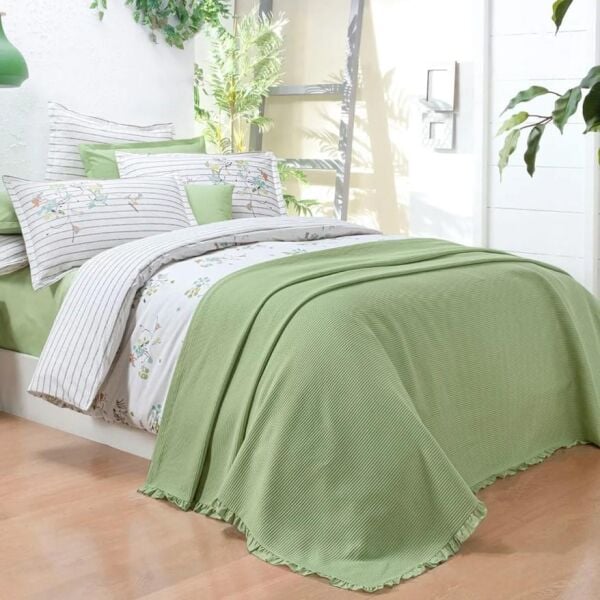 Sarev Eva Delon Pike Nevresim Seti Yeşil Çift Kişilik