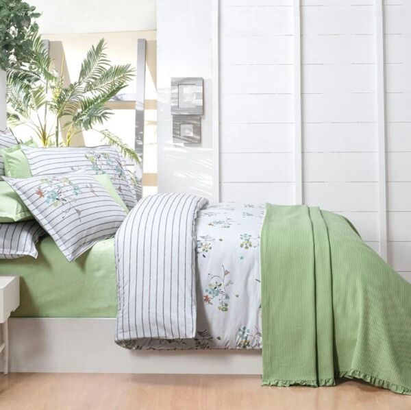 Sarev Eva Delon Pike Nevresim Seti Yeşil Çift Kişilik