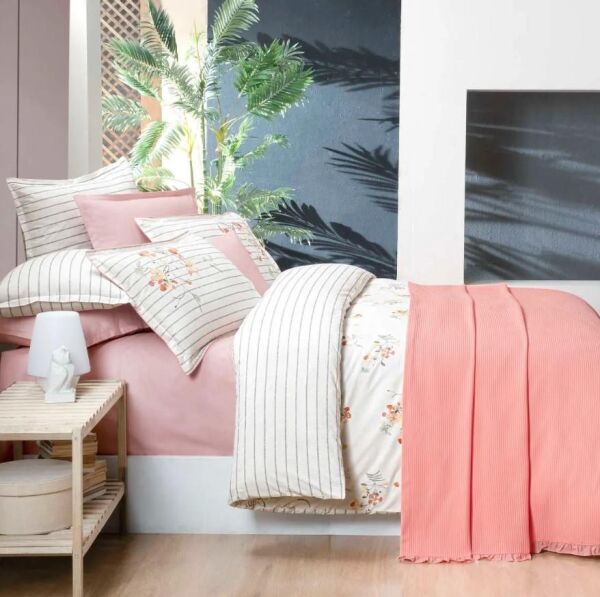 Sarev Eva Delon Pike Nevresim Seti Somon Çift Kişilik