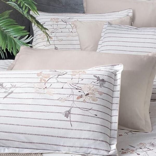 Sarev Eva Delon Pike Nevresim Bej Çift Kişilik