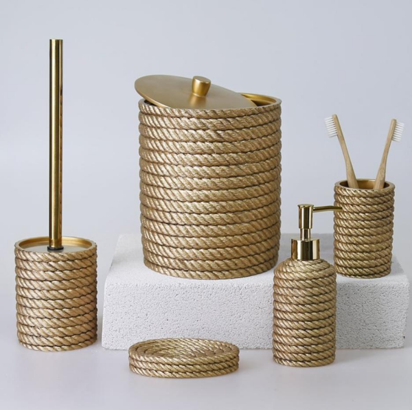 Selim Dekor Rope Banyo Seti Altın