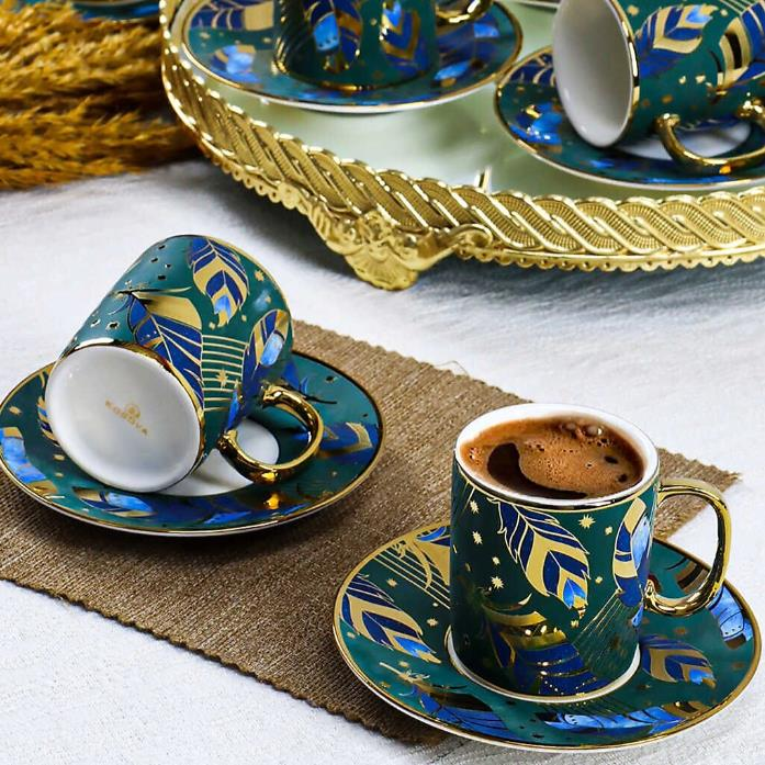 Kosova İst-83 Porselen 90cc 6'lı Silindir Fincan Takımı 4 Renk