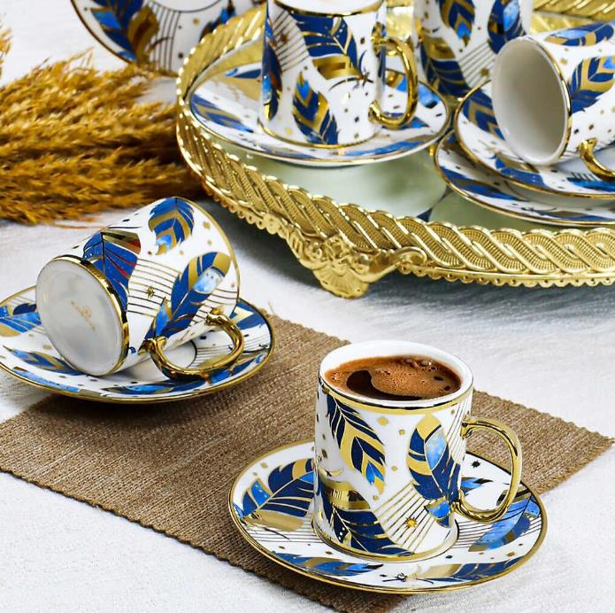 Kosova İst-83 Porselen 90cc 6'lı Silindir Fincan Takımı 4 Renk