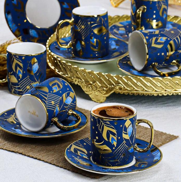 Kosova İst-83 Porselen 90cc 6'lı Silindir Fincan Takımı 4 Renk