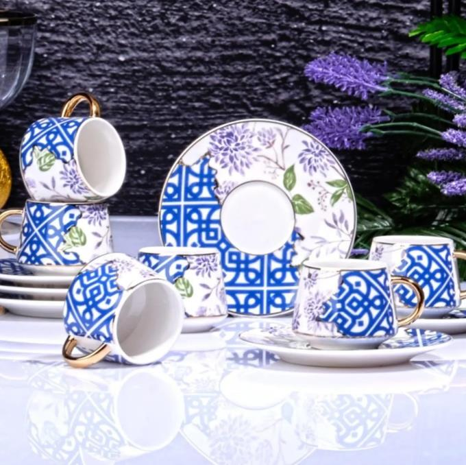 Kosova İst-86 Porselen 110 cc 6'lı Fincan Takımı Çift Renk Mavi