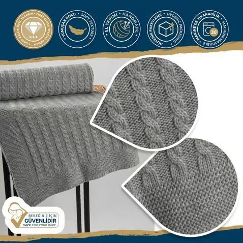 Nazik Home Funny Bebek Battaniyesi Gri 90X90