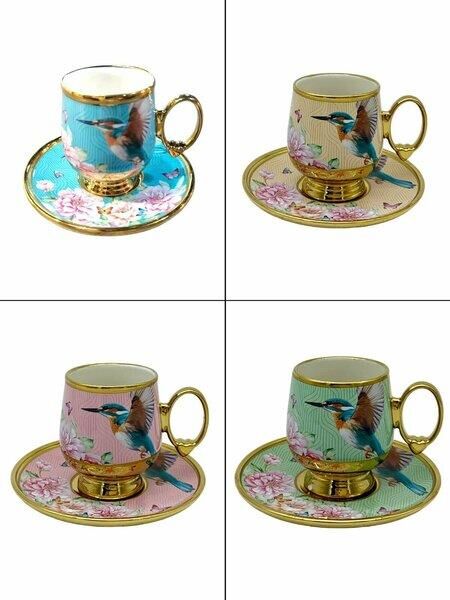 Roy King Qush 6'lı Kahve Fincan Takımı Pembe