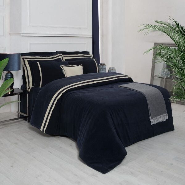 Sarev Kımera Cupro Nevresim Takımı Çift Kişilik 4 Yastık Lacivert