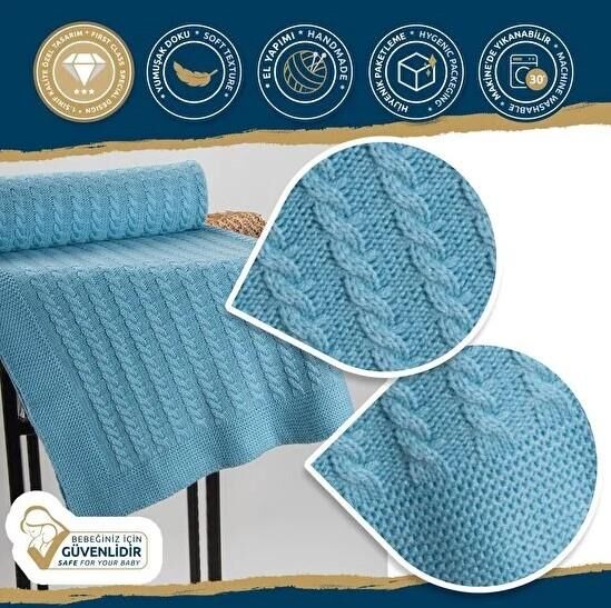 Nazik Home Funny Bebek Battaniyesi Mavi 90X90