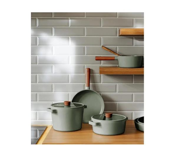 Neoflam Fika Cam Kapaklı Alüminyum Döküm Tencere 24 cm Gri