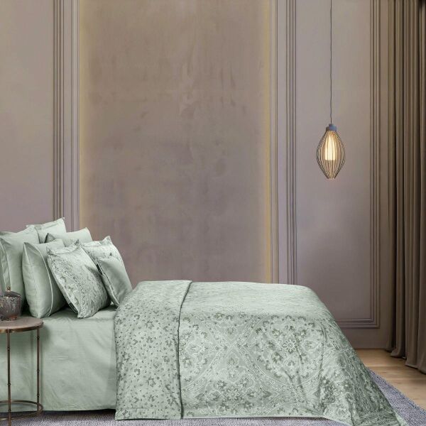 Sarev Himalia Saten Nevresim Takımı Çift Kişilik 4 Yastık Yeşil