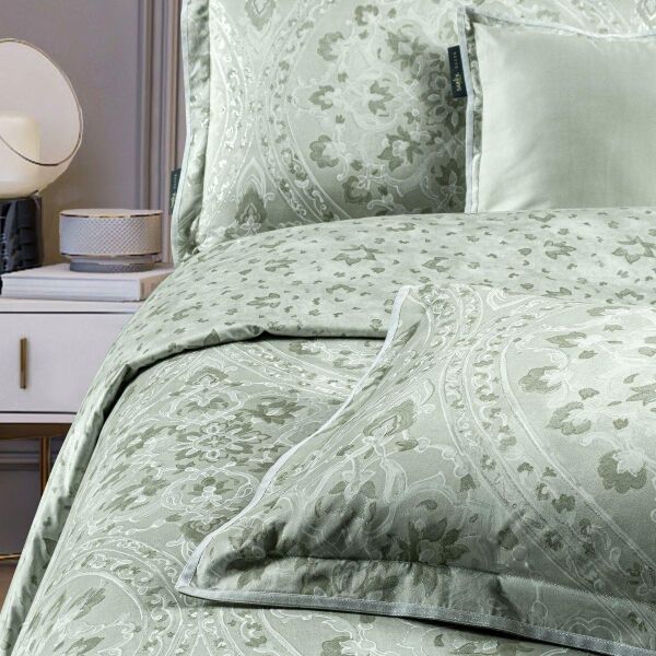 Sarev Himalia Saten Nevresim Takımı Çift Kişilik 4 Yastık Yeşil