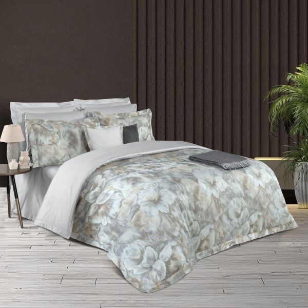 Sarev Amata Saten Nevresim Takımı Çift Kişilik 4 Yastık Bej