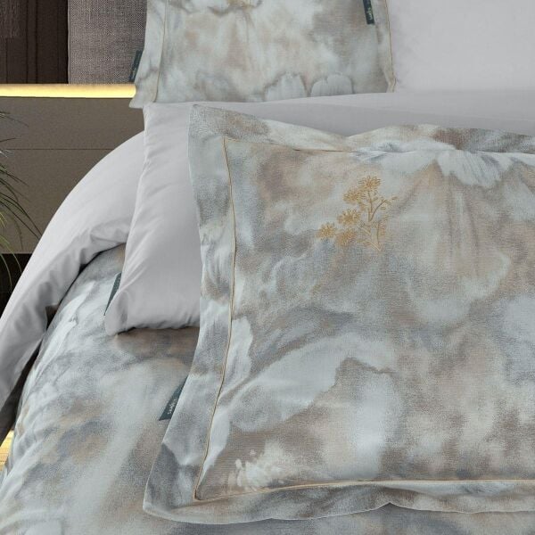 Sarev Amata Saten Nevresim Takımı Çift Kişilik 4 Yastık Bej