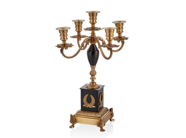 Lamedore Ramones 5 Kollu Brass Şamdan 23.5 x 23.5 x 49 Cm