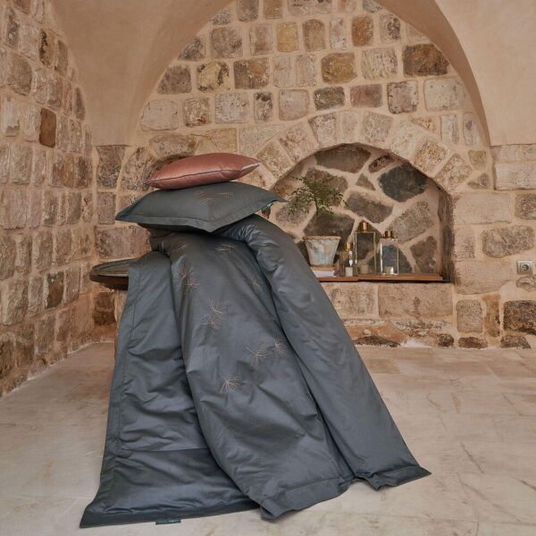 Sarev Juvetus Saten Nevresim Takımı Çift Kişilik 4 Yastık Gri