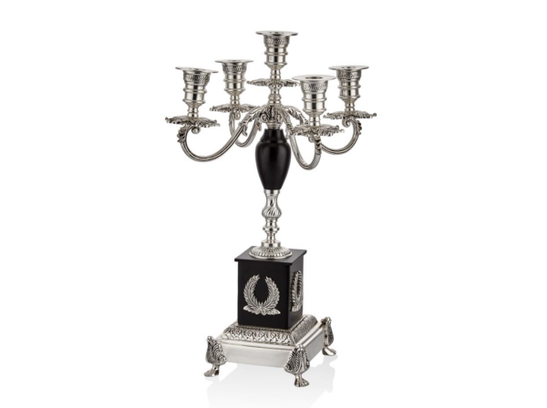 Lamedore Ramones 5 Kollu Silver Şamdan 23.5 x 23.5 x 49 Cm