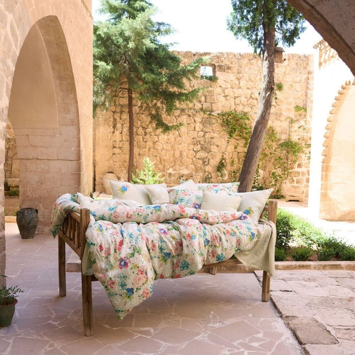 Sarev Hermıone Keten Nevresim Takımı Çift Kişilik 4 Yastık Multicolor