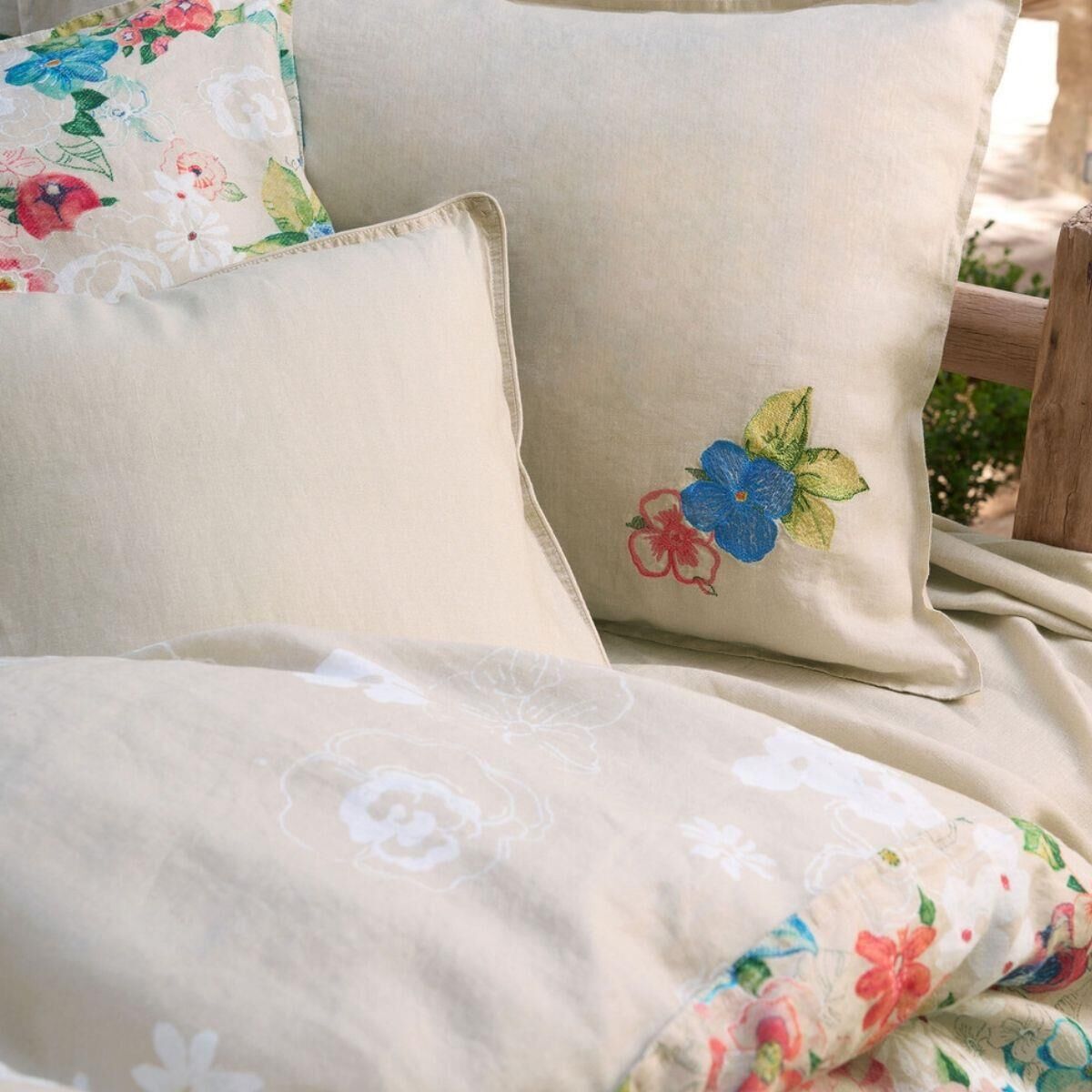 Sarev Hermıone Keten Nevresim Takımı Çift Kişilik 4 Yastık Multicolor