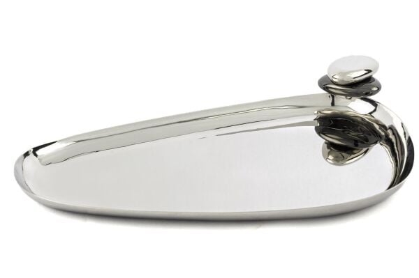 Mikasa Moor Gravel Gümüş Metal Elips Tabak 30x17cm