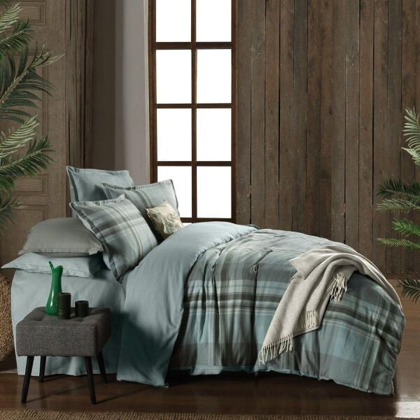 Sarev Lauder Flanel Prıme Nevresim Takımı Çift Kişilik 2 Yastık Yeşil