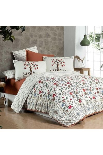 Sarev Nardugan Fancy Poplin Nevresim Takımı Bej Çift Kişilik