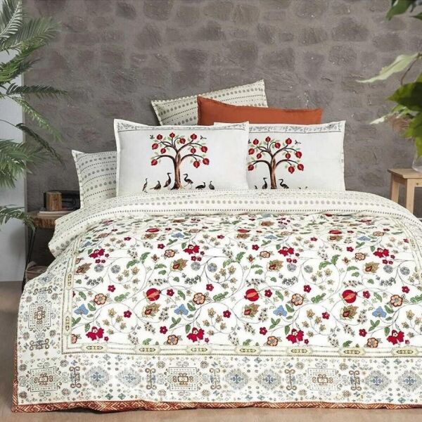 Sarev Nardugan Fancy Poplin Nevresim Takımı Bej Çift Kişilik