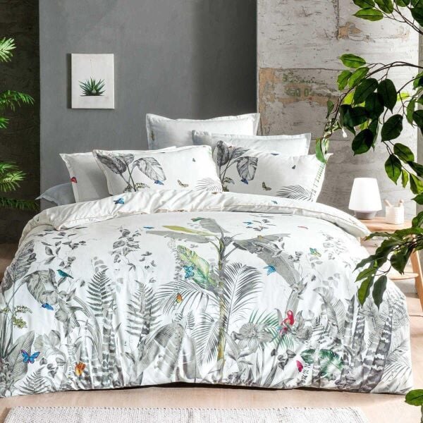 Sarev Dejon Fancy Poplin Nevresim Takımı Beyaz Çift Kişilik