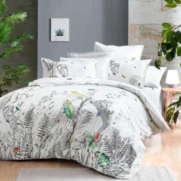 Sarev Dejon Fancy Poplin Nevresim Takımı Beyaz Çift Kişilik