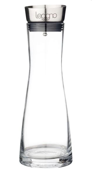 Leggno Vetro Cam Sürahi 1 Lt Çelik Başlık