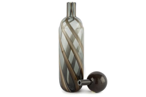 Mikasa Moor Yeşil Kahve Çizgili Kapaklı Cam Vazo 10x46cm