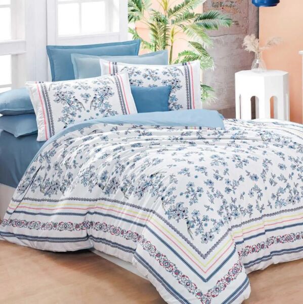 Sarev Verona Fancy Poplin Nevresim Takımı Mavi Tek Kişilik