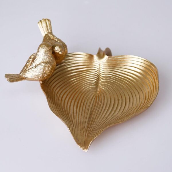 Selim Dekor Kuşlu Tabak Altın