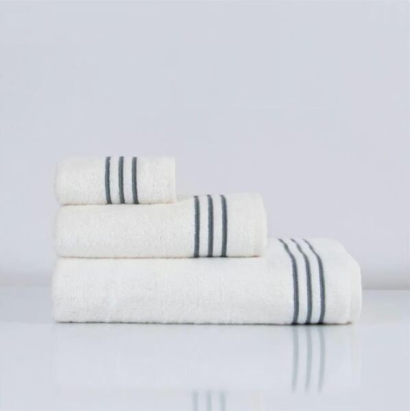 Nazik Home Zen Çizgi Nakışlı Havlu Antrasit 50X90