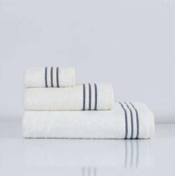 Nazik Home Zen Çizgi Nakışlı Havlu Antrasit 50X90