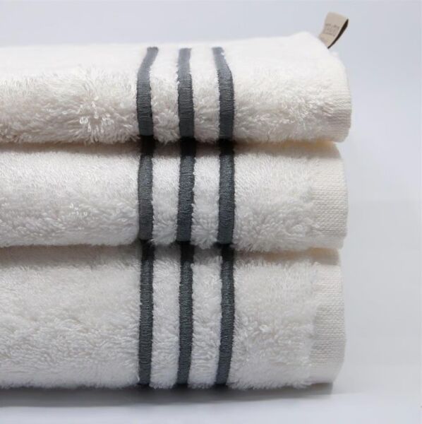 Nazik Home Zen Çizgi Nakışlı Havlu Antrasit 90X150