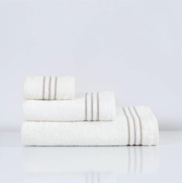 Nazik Home Zen Çizgi Nakışlı Havlu Bej 50X90