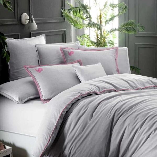 Sarev Supra Fancy Poplin Nevresim Takımı Gri Çift Kişilik