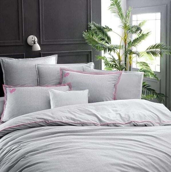 Sarev Supra Fancy Poplin Nevresim Takımı Gri Çift Kişilik