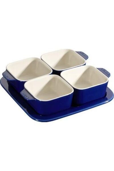 Staub 405111210 Seramik Kahvaltı Seti 4 Bölmeli  Mavi