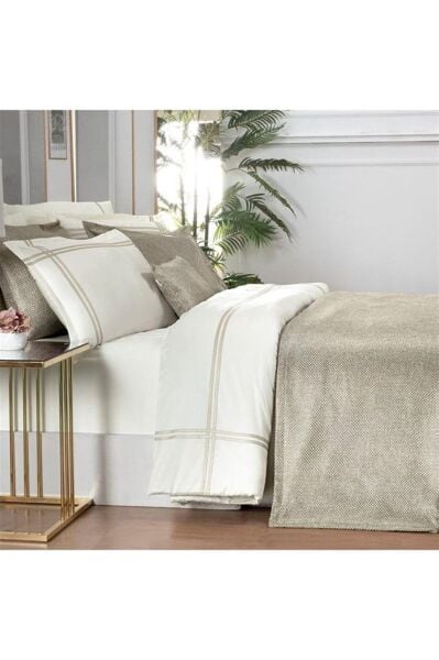 Sarev Ventus Yatak Örtüsü Nevresim Takımı Bej Çift Kişilik