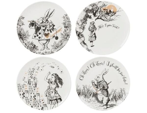 Mikasa x V&A Alice In Wonderland Porselen Fine China 21cm Pasta Tabak Seti 4lü