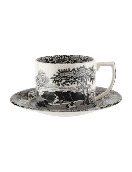 Spode Black Italian Çay Fincan + Tab